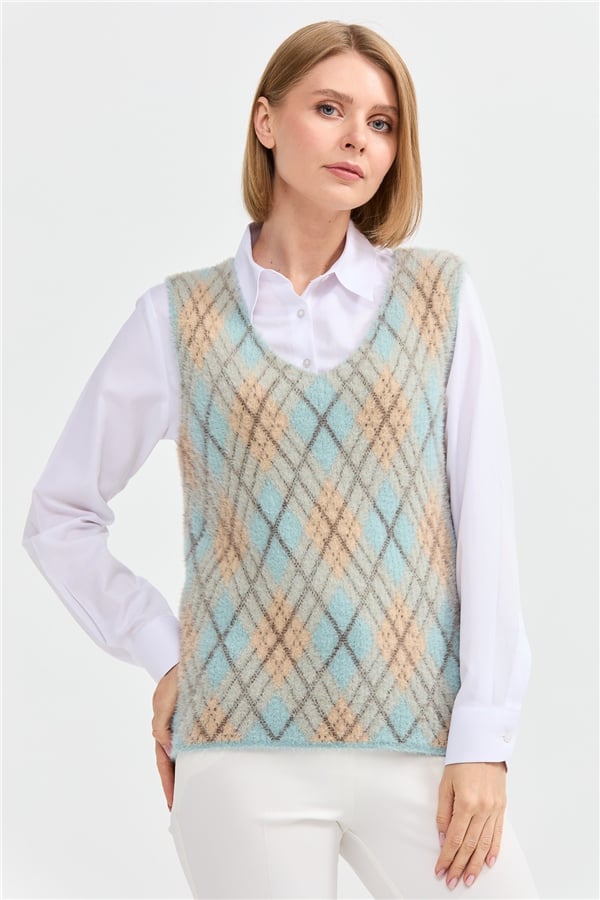 Женский жилет с рисунком ромбик 14