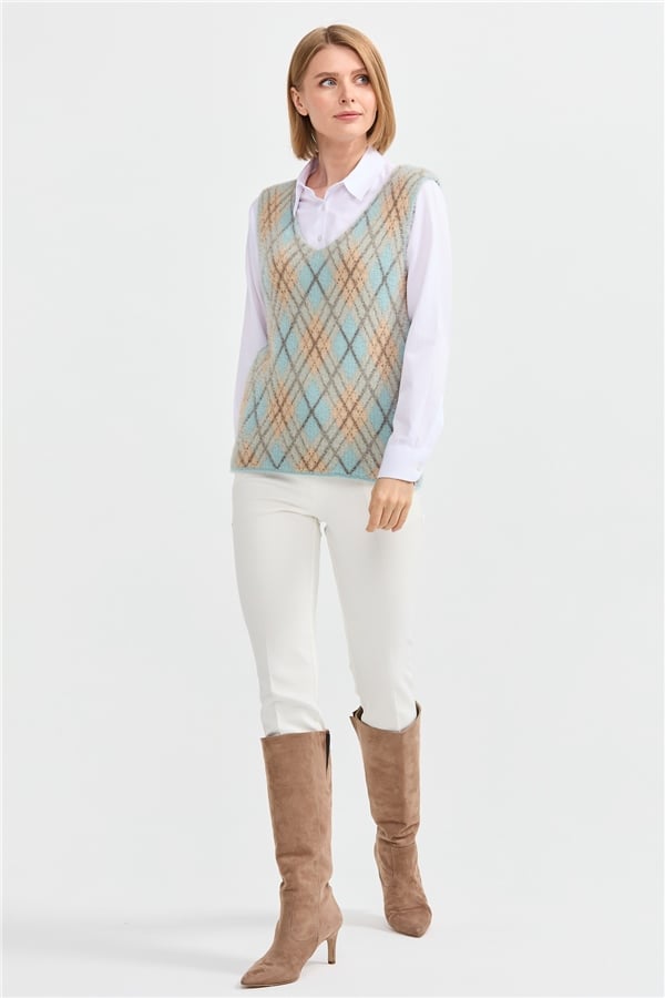 Женский жилет с рисунком ромбик 14
