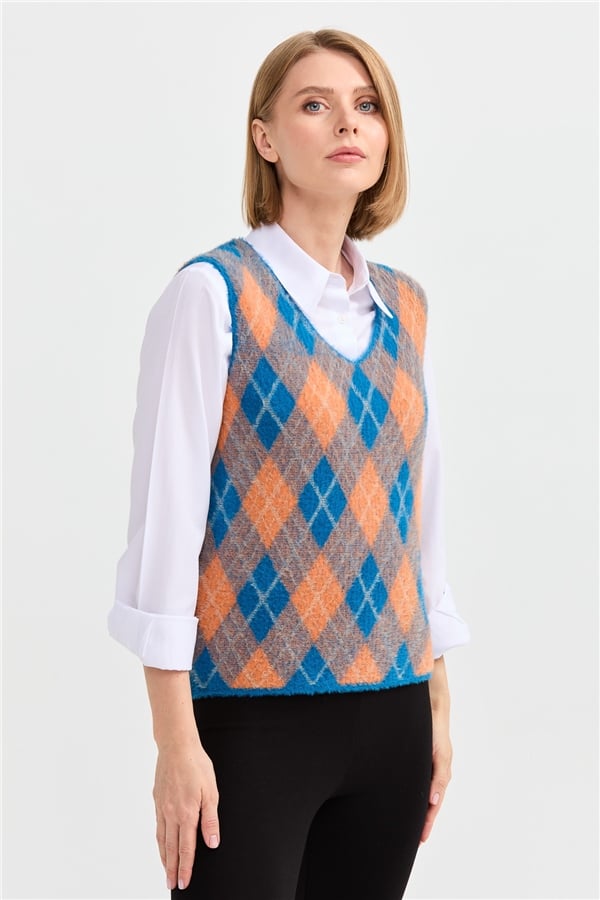 Женский жилет с рисунком ромбик 23