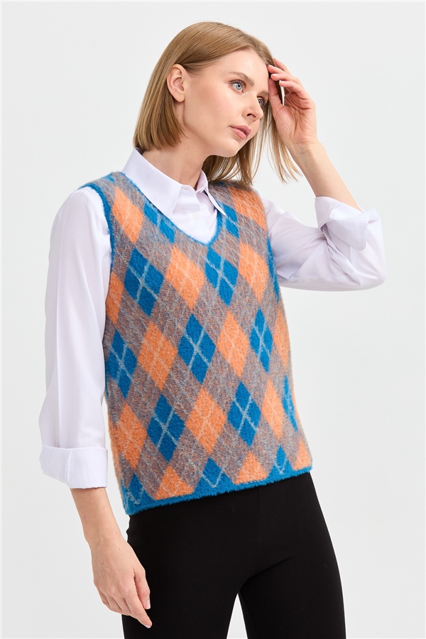 Женский жилет с рисунком ромбик 23