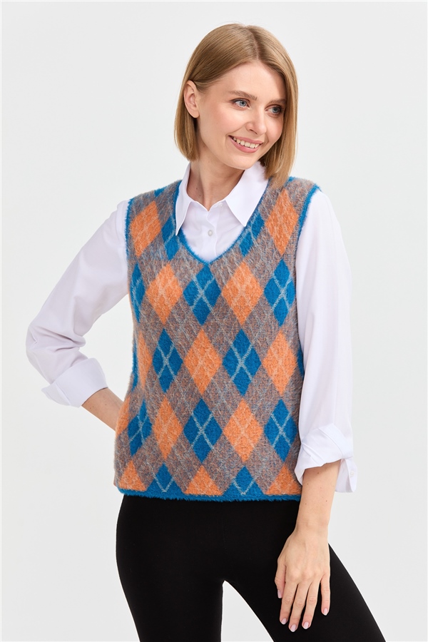 Женский жилет с рисунком ромбик 23