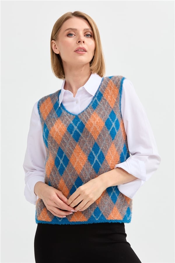 Женский жилет с рисунком ромбик 23