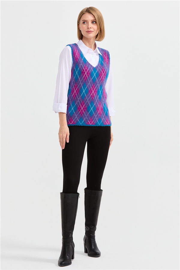 Женский жилет с рисунком ромбик 24