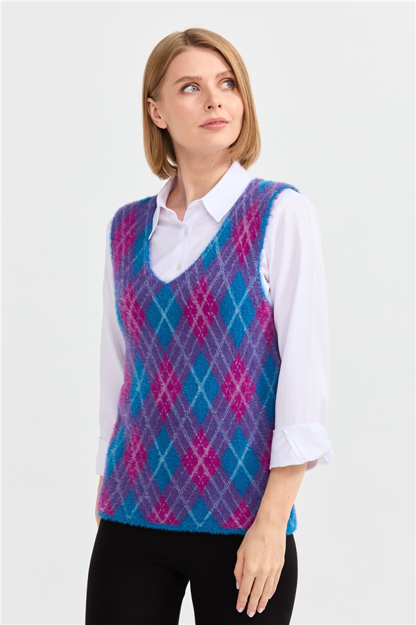Женский жилет с рисунком ромбик 24