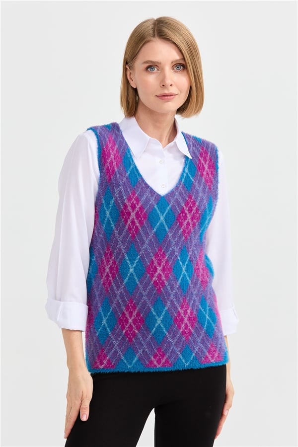 Женский жилет с рисунком ромбик 24