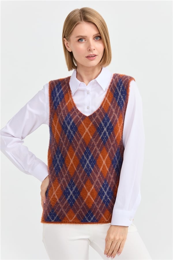 Женский жилет с рисунком ромбик 2