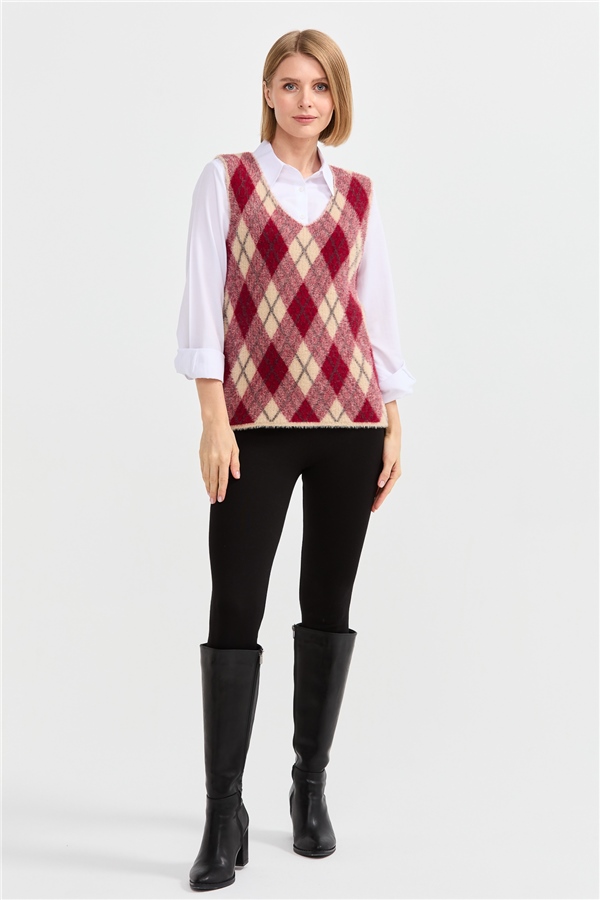 Женский жилет с рисунком ромбик 36