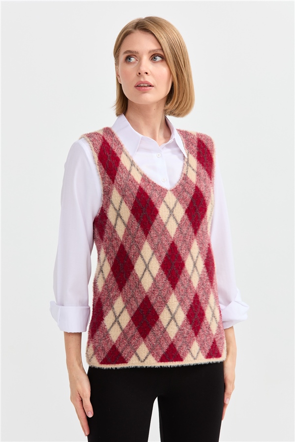 Женский жилет с рисунком ромбик 36