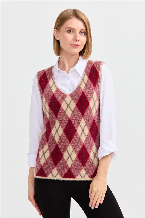 Женский жилет с рисунком ромбик 36