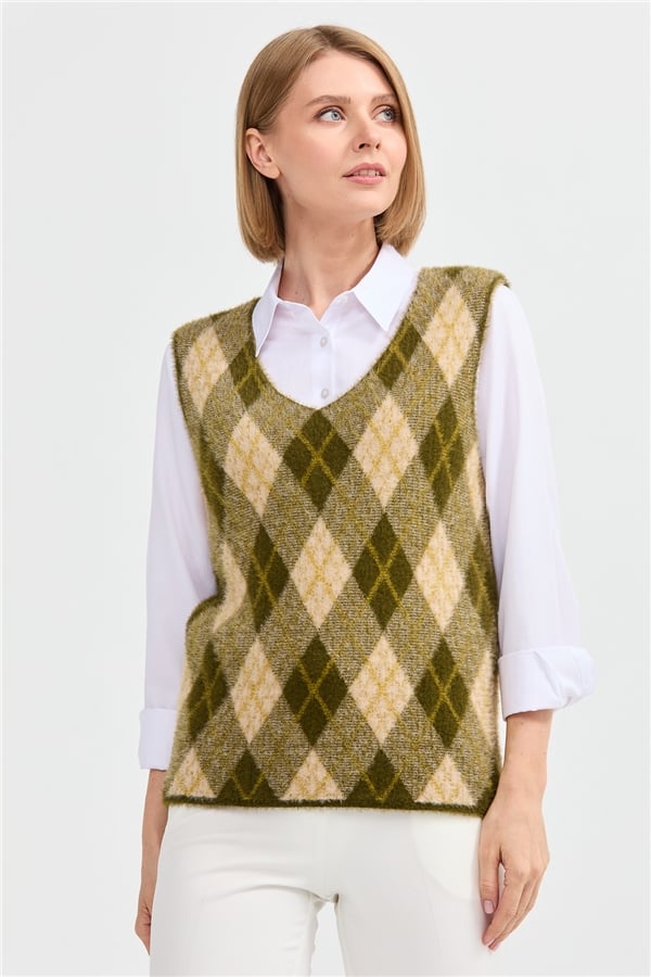 Женский жилет с рисунком ромбик 4