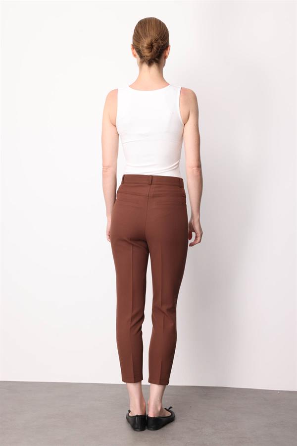 Womens Basic Ankle-Length Fabric Trousers