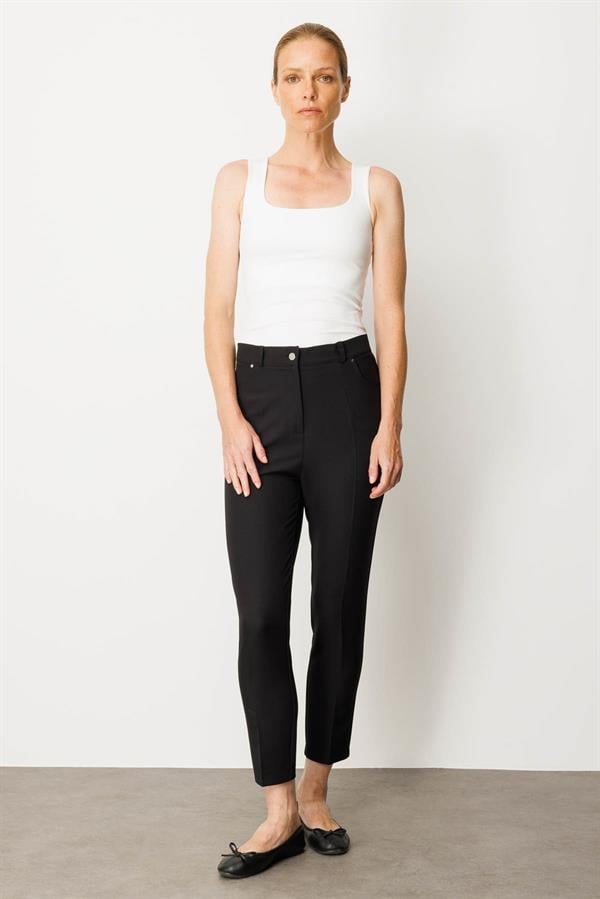 Womens Basic Ankle-Length Fabric Trousers