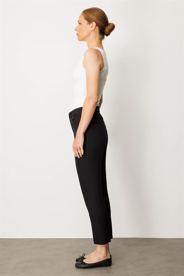 Womens Basic Ankle-Length Fabric Trousers