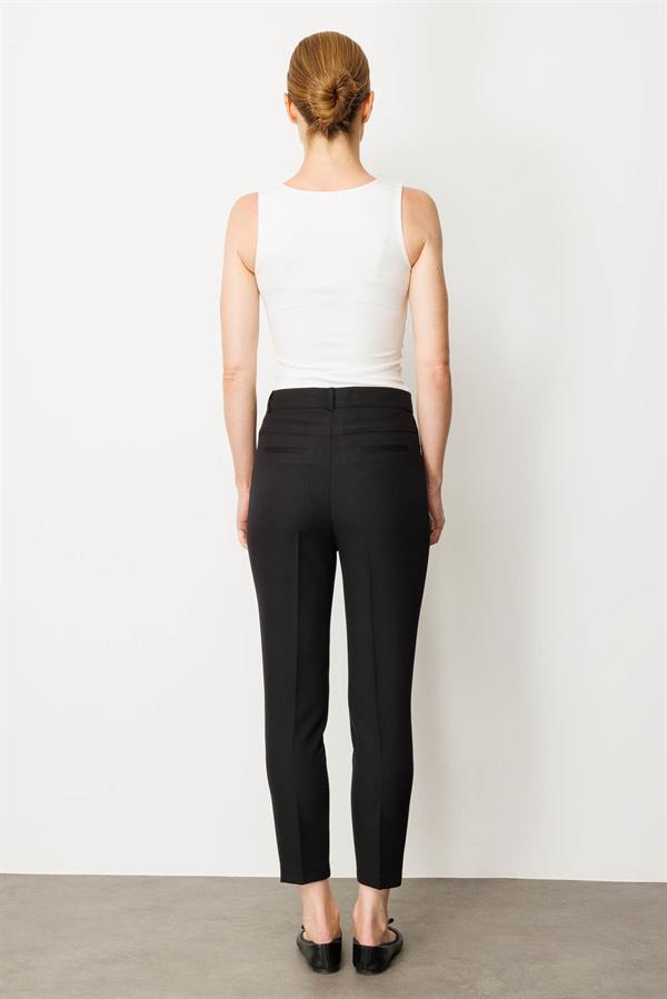 Womens Basic Ankle-Length Fabric Trousers