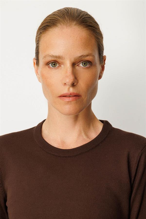 Kadın Basic Sıfır Yaka Kazak Kahve