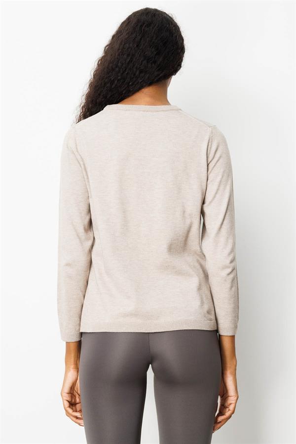 Kadın Basic Sıfır Yaka Kazak Vizon