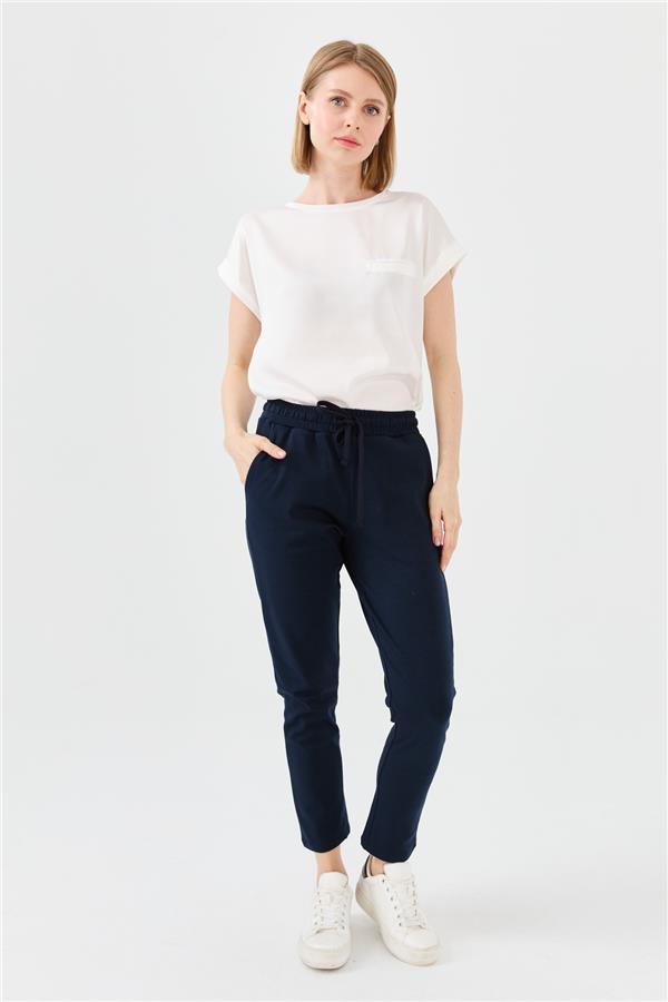 Kadın Beli Lastikli Pantolon Lacivert