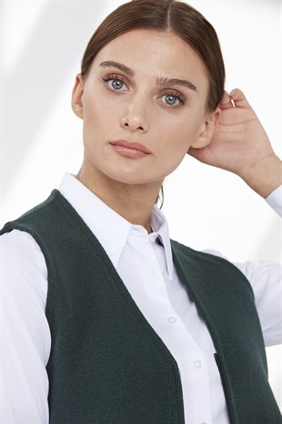 Женский шерстяной жилет зеленый