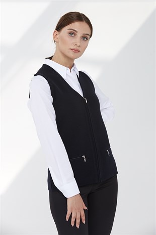 Womens Wool Vest K. Navy Blue