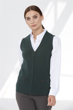 Женский шерстяной жилет зеленый