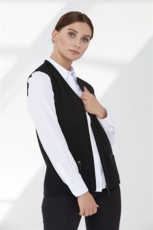 Женский шерстяной жилет черный