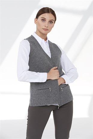 Женский шерстяной жилет пепельно-серый