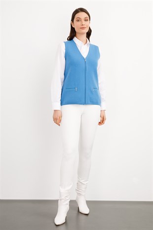 Женский шерстяной жилет синий