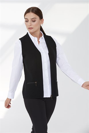 Женский шерстяной жилет черный