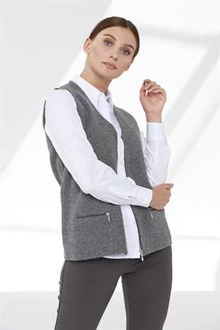 Женский шерстяной жилет пепельно-серый