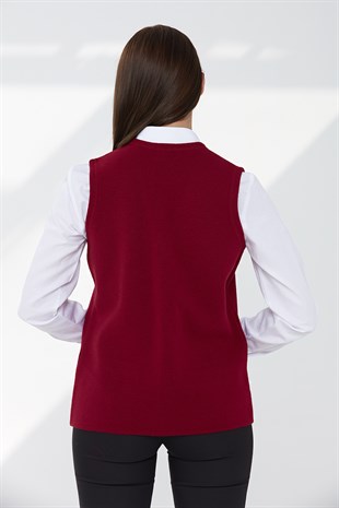 Женский шерстяной жилет светло-вишневый