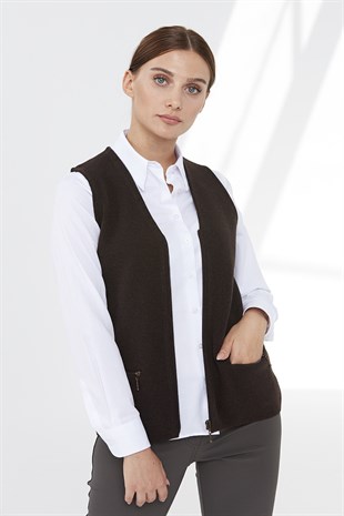 Womens Wool Vest K.Brown