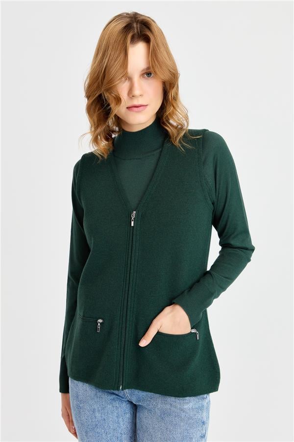 Женский шерстяной жилет зеленый