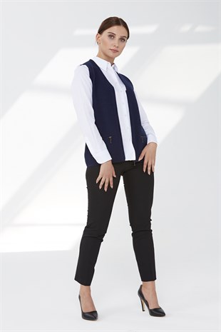 Женский шерстяной жилет пепельный темно - синий