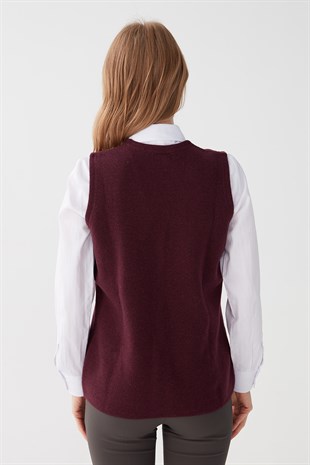 Женский шерстяной жилет темный цвет сливы