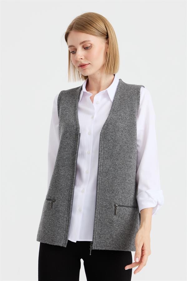 Женский шерстяной жилет пепельно-серый