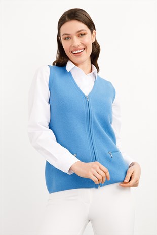 Женский шерстяной жилет синий