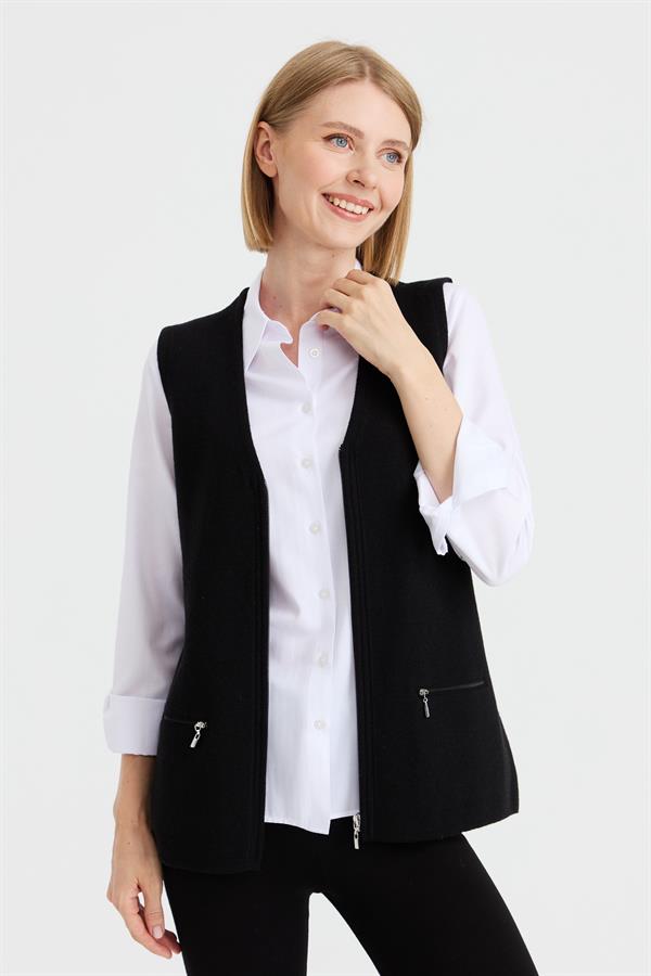 Женский шерстяной жилет черный