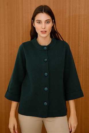 Женский шерстяной кардиган зеленый