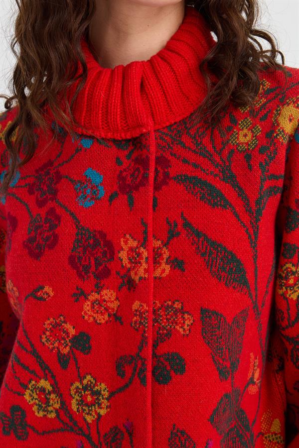 Женское шерстяное пальто Ivy с цветочным принтом и высоким воротником