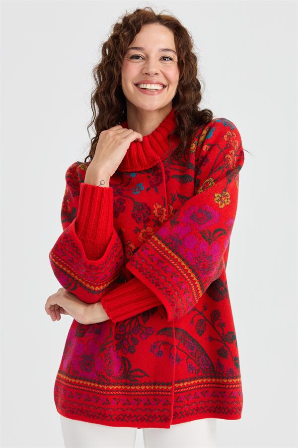 Женское шерстяное пальто Ivy с цветочным принтом и высоким воротником