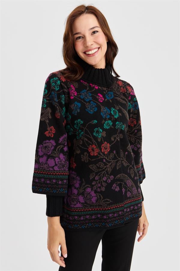 Женское шерстяное пальто Ivy с цветочным принтом и высоким воротником