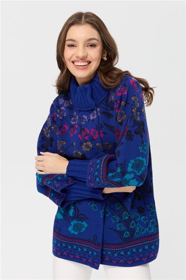 Женское шерстяное пальто Ivy с цветочным принтом и высоким воротником