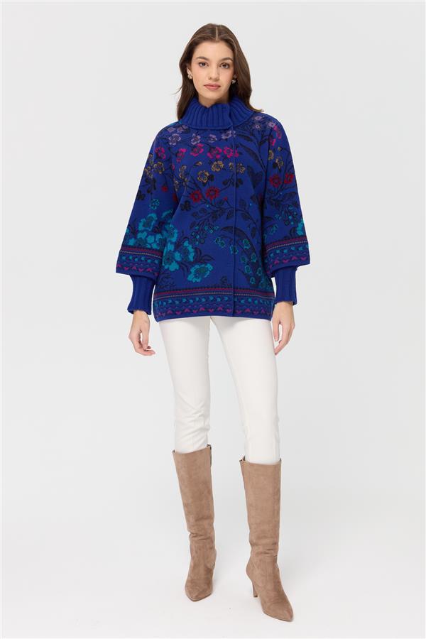 Женское шерстяное пальто Ivy с цветочным принтом и высоким воротником