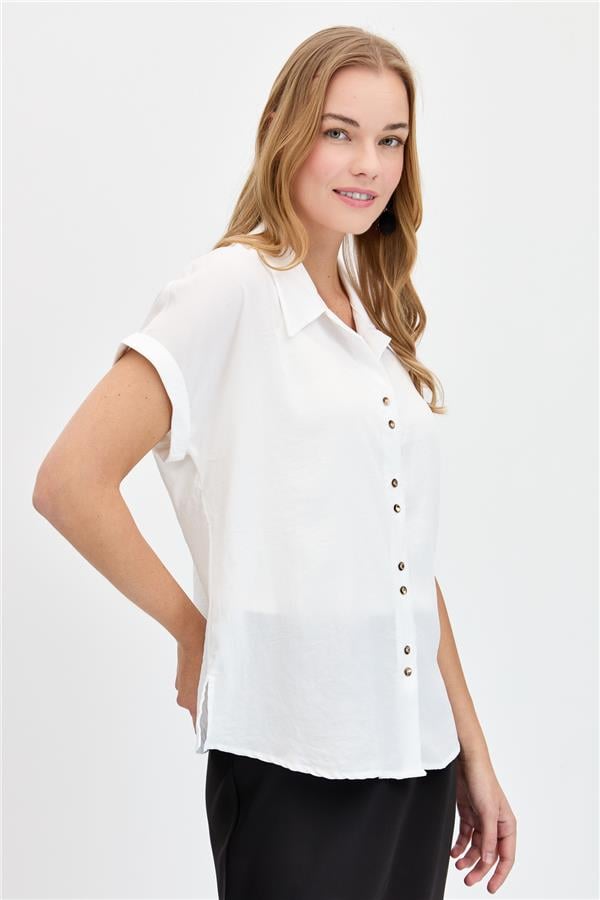 Женская атласная рубашка с низким рукавом