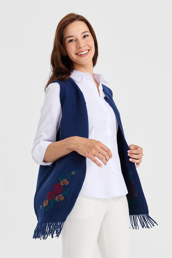 Женская юбка с цветочным принтом и кисточками, жилет