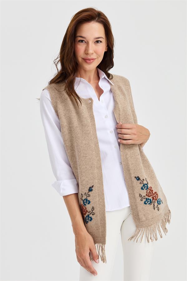 Женская юбка с цветочным принтом и кисточками, жилет