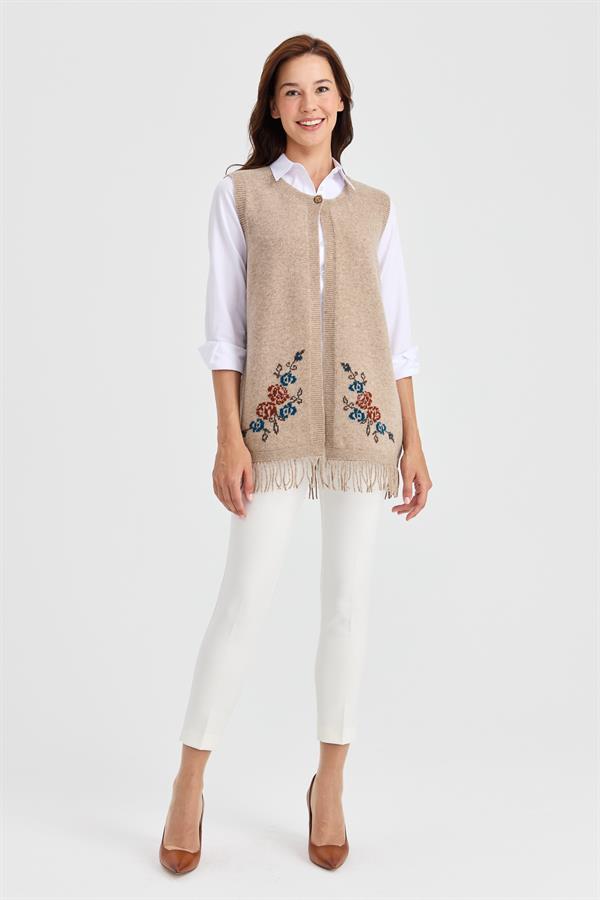 Женская юбка с цветочным принтом и кисточками, жилет