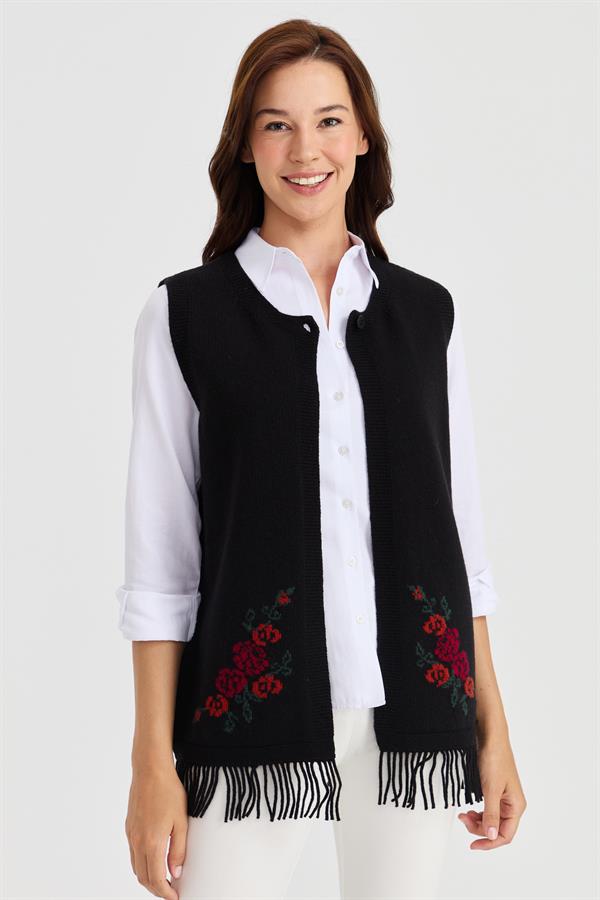 Женская юбка с цветочным принтом и кисточками, жилет