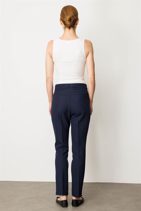 Kadın Gizli Fermuarlı Yan Cepli Kumaş Pantolon Lacivert