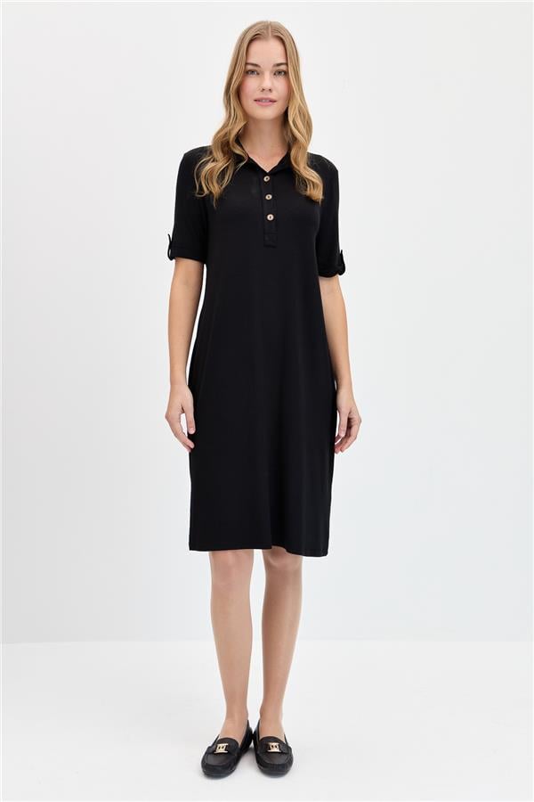 Женское платье из чесаного хлопка с рубашечным воротником